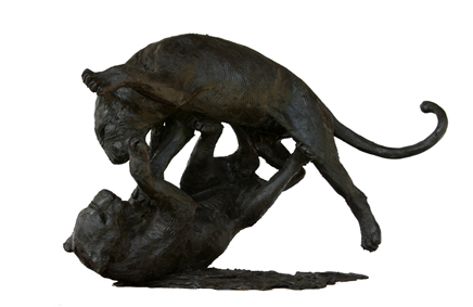 Fighting Leopard bronze